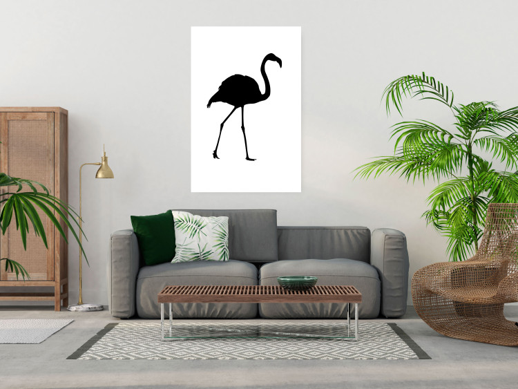 Wall Poster Black Flamingo - figure of a black bird on a contrasting white background 125089 additionalImage 23
