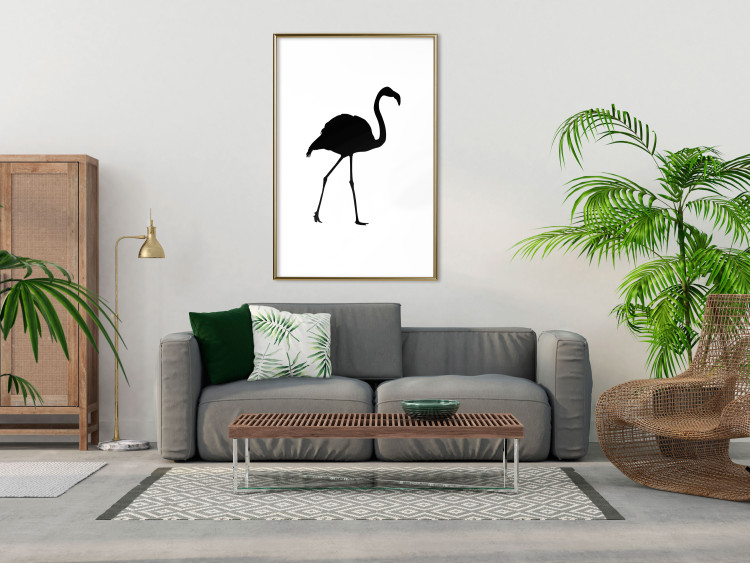 Wall Poster Black Flamingo - figure of a black bird on a contrasting white background 125089 additionalImage 15