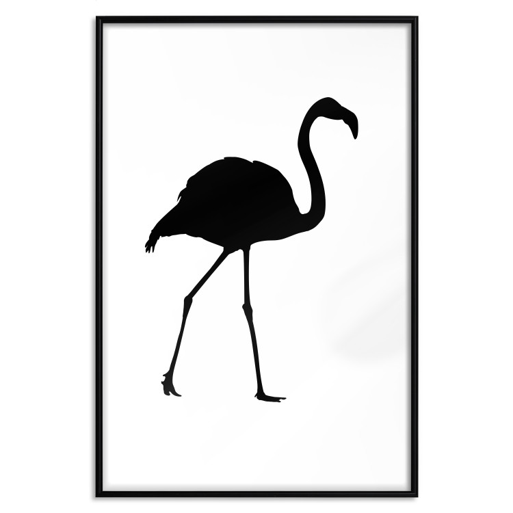 Wall Poster Black Flamingo - figure of a black bird on a contrasting white background 125089 additionalImage 24
