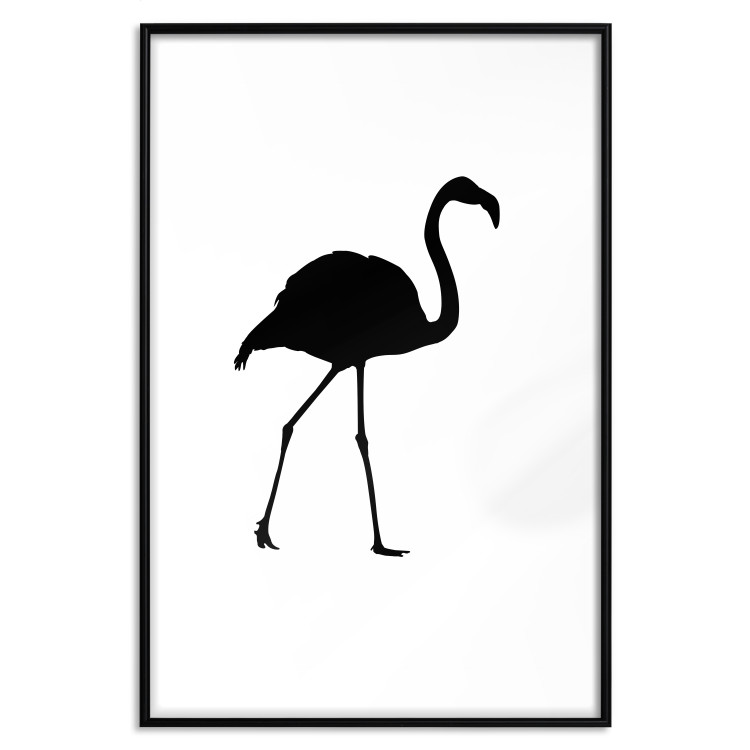 Wall Poster Black Flamingo - figure of a black bird on a contrasting white background 125089 additionalImage 17
