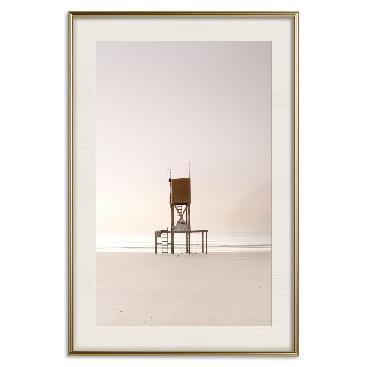 Wall Poster September Dawn - lifeguard tower on the beach in the light of bright sky 129489 additionalImage 20