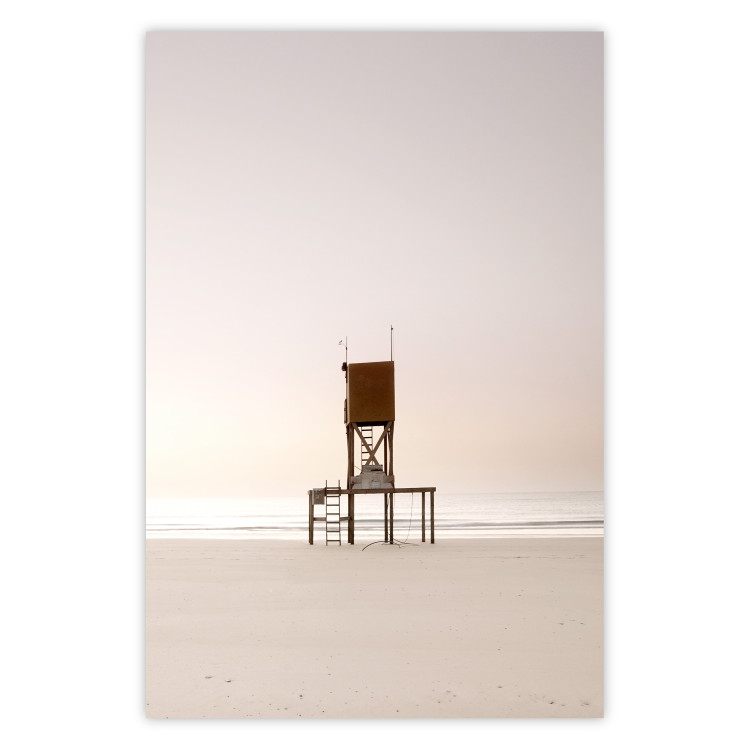 Wall Poster September Dawn - lifeguard tower on the beach in the light of bright sky 129489