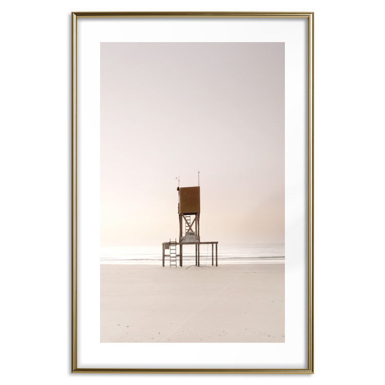 Wall Poster September Dawn - lifeguard tower on the beach in the light of bright sky 129489 additionalImage 16