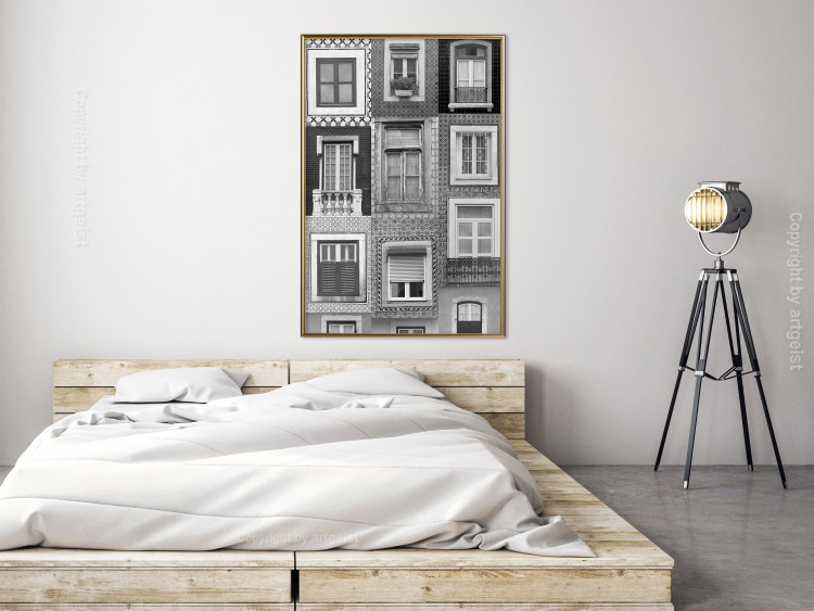 Wall Poster Patterned Windows - black and white window photography in an abstract style 129789 additionalImage 7