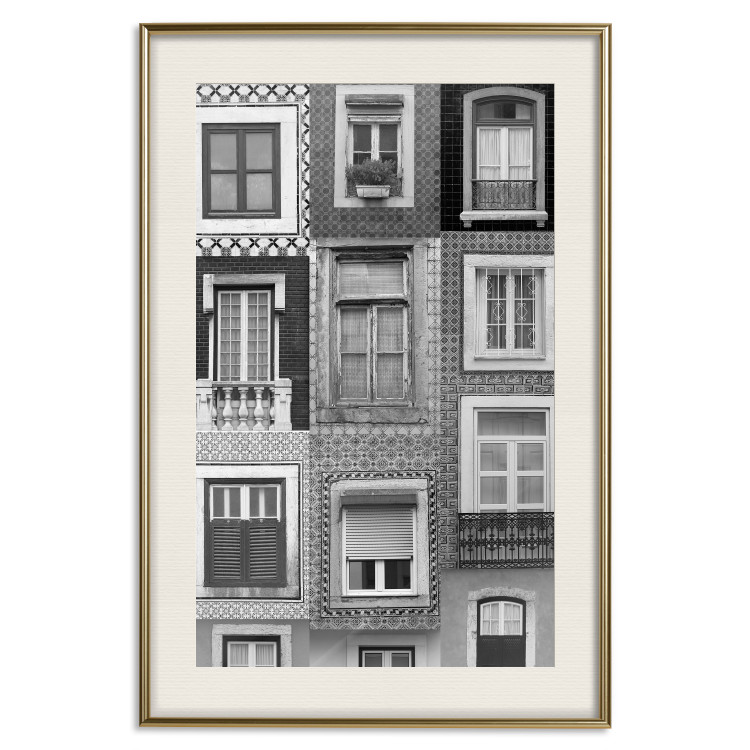 Wall Poster Patterned Windows - black and white window photography in an abstract style 129789 additionalImage 20