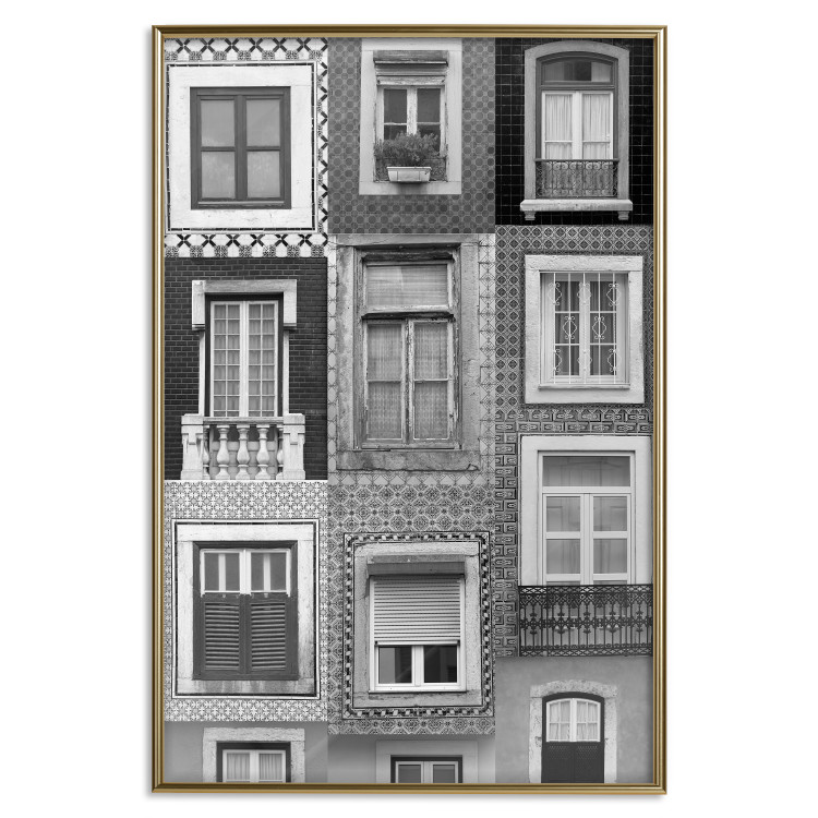 Wall Poster Patterned Windows - black and white window photography in an abstract style 129789 additionalImage 21