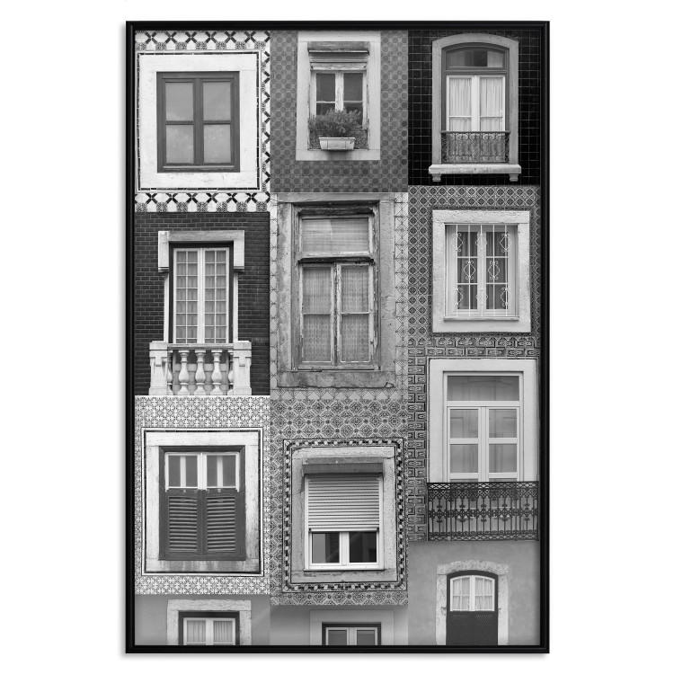 Wall Poster Patterned Windows - black and white window photography in an abstract style 129789 additionalImage 18