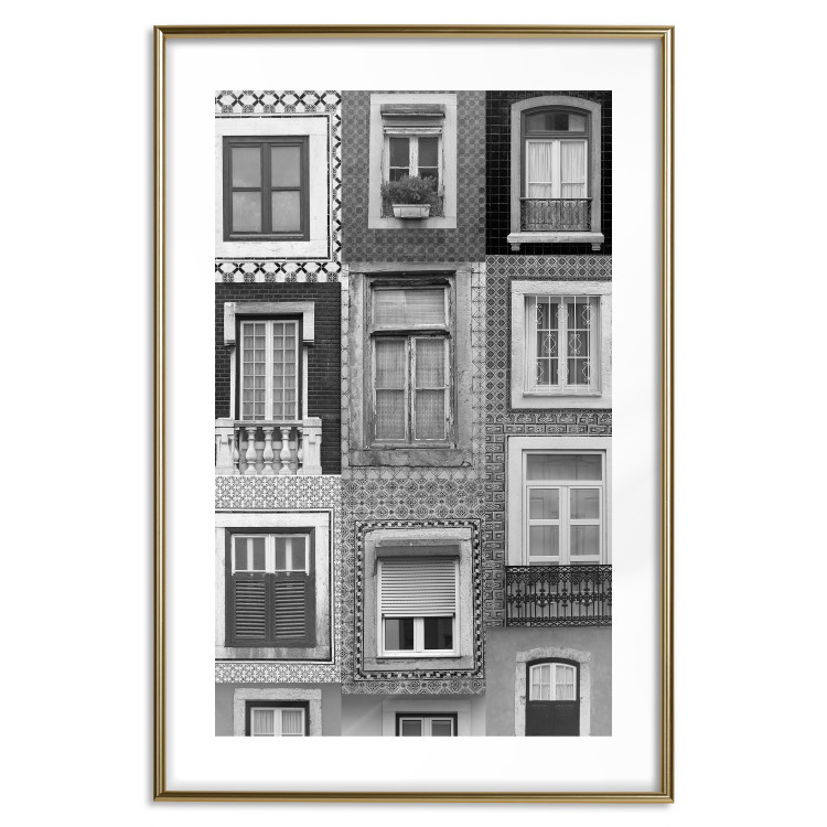 Wall Poster Patterned Windows - black and white window photography in an abstract style 129789 additionalImage 14