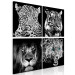 Canvas Big Cats (4-piece) - black and white lions in an oriental ambiance 129889 additionalThumb 2