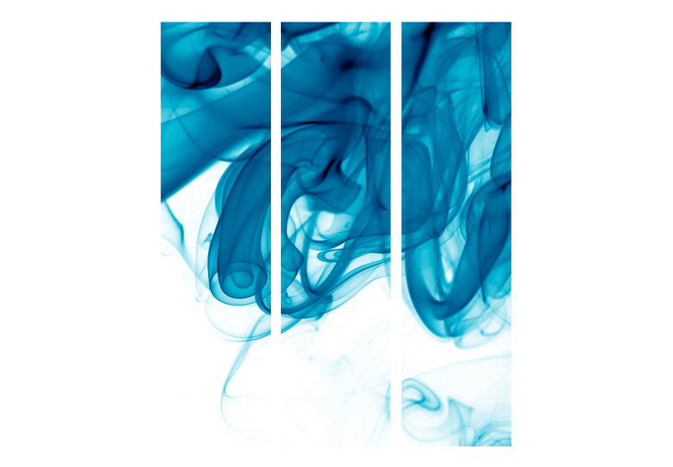 Folding Screen Blue Smoke (3-piece) - fluid blue fantasy on a white background 132589 additionalImage 3