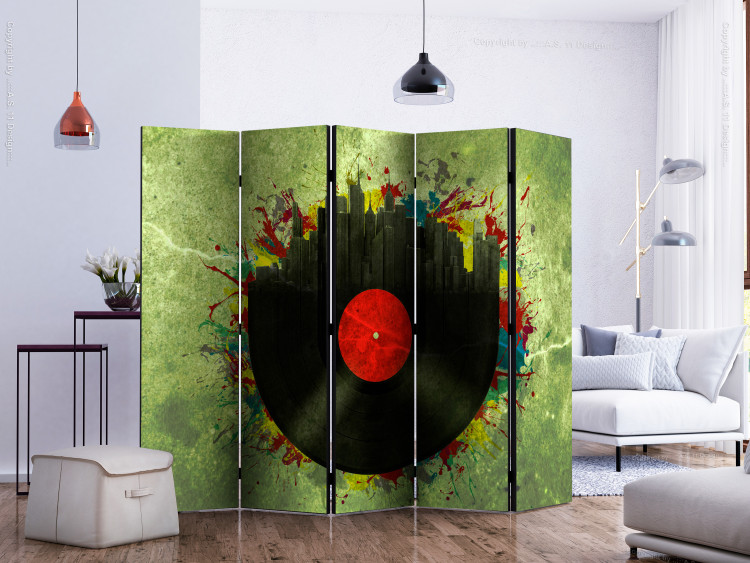 Folding Screen Colorful Melodies of the City II (5-piece) - musical expression 132789 additionalImage 2