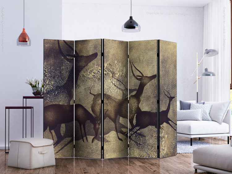 Folding Screen Antelopes II (5-piece) - composition with running wild animals 133389 additionalImage 2