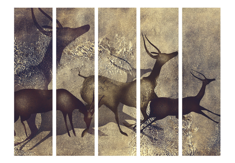 Folding Screen Antelopes II (5-piece) - composition with running wild animals 133389 additionalImage 3