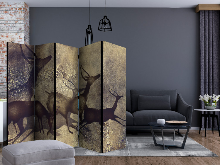 Folding Screen Antelopes II (5-piece) - composition with running wild animals 133389 additionalImage 4