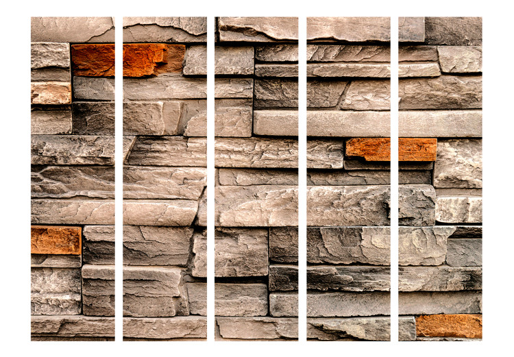 Folding Screen Stone Song II (5-piece) - unique warm-colored background 133489 additionalImage 3