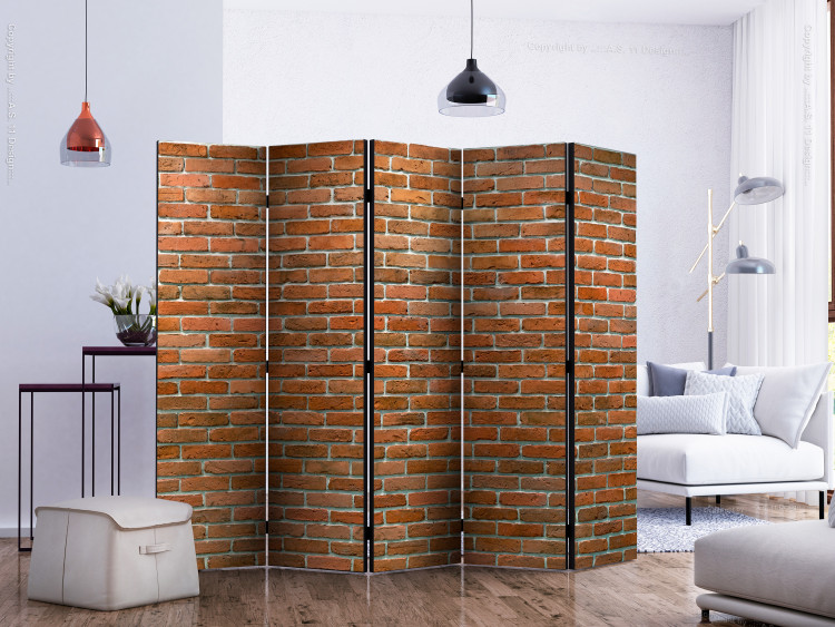 Folding Screen Urban Boundary II - texture resembling a wall of orange bricks 133589 additionalImage 2