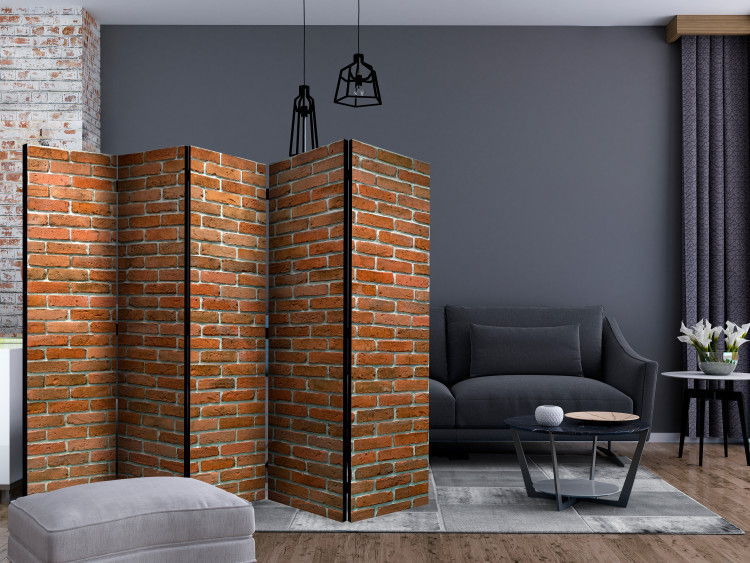 Folding Screen Urban Boundary II - texture resembling a wall of orange bricks 133589 additionalImage 4