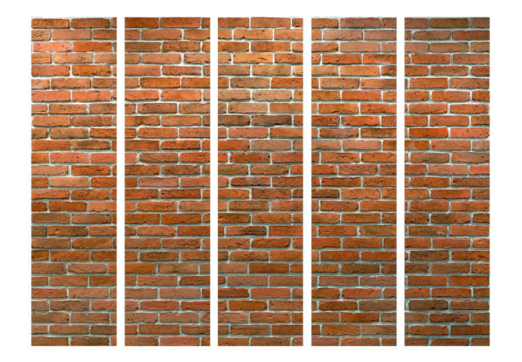 Folding Screen Urban Boundary II - texture resembling a wall of orange bricks 133589 additionalImage 3