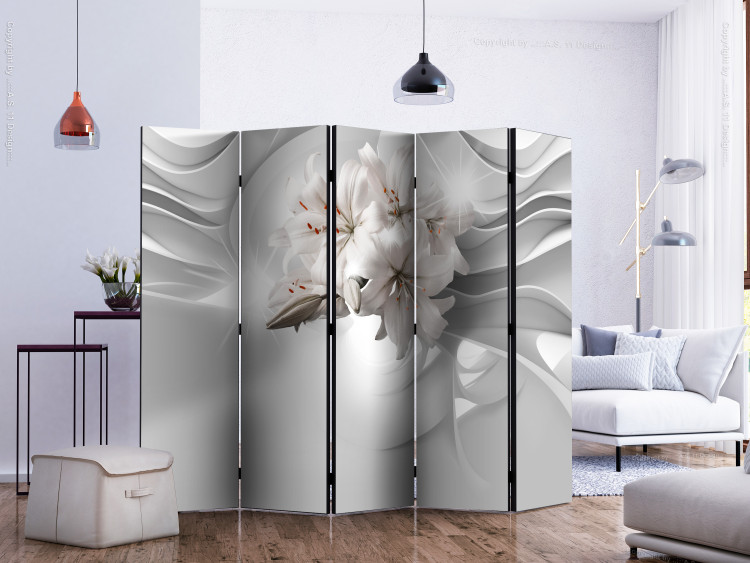 Folding Screen Lilies in the Tunnel II - luxury white flowers on a fanciful light background 133889 additionalImage 2