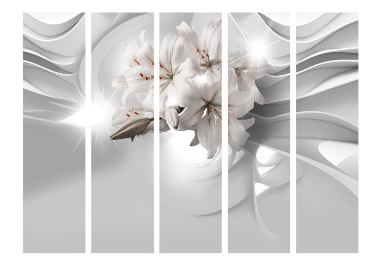 Folding Screen Lilies in the Tunnel II - luxury white flowers on a fanciful light background 133889 additionalImage 3