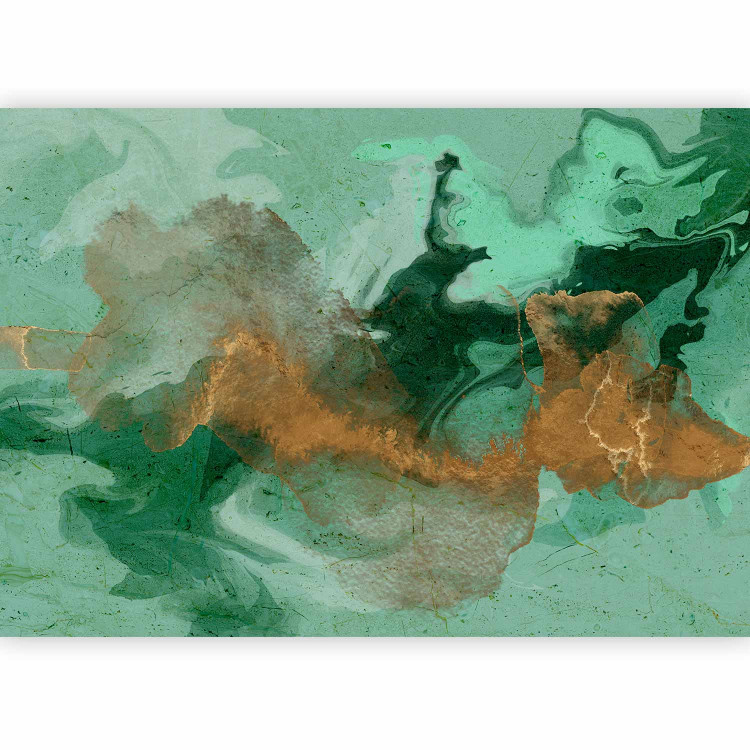 Wall Mural Emerald array - Abstraction with streaks in dark green and bronze 135489 additionalImage 1