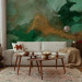 Wall Mural Emerald array - Abstraction with streaks in dark green and bronze 135489