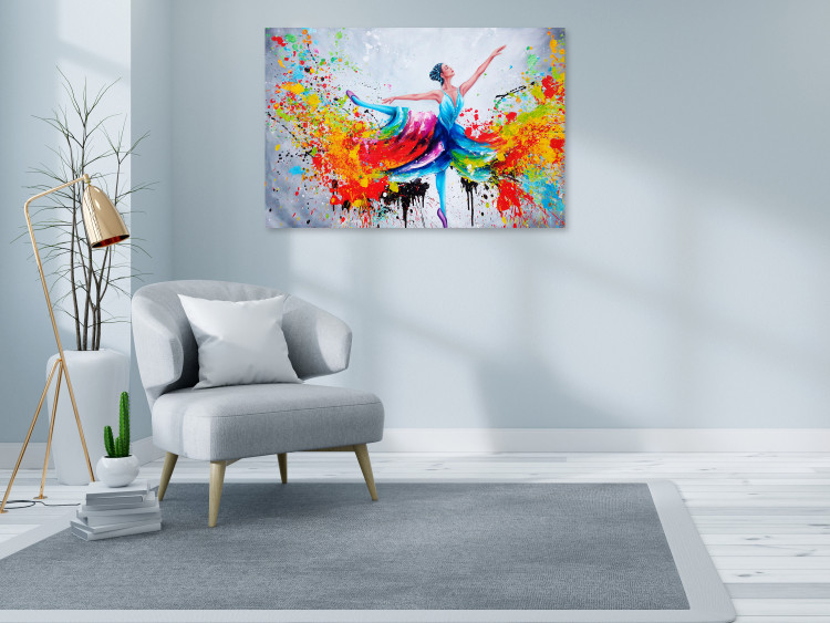 Canvas Print Ballerina (1-piece) Wide - dancing woman in a colorful dress 136989 additionalImage 3