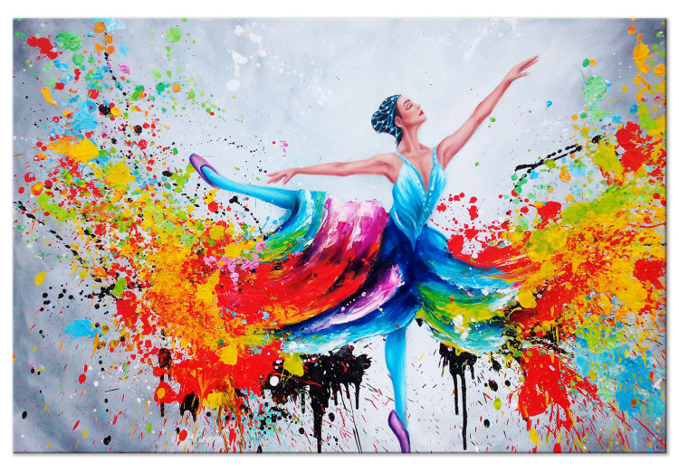 Canvas Print Ballerina (1-piece) Wide - dancing woman in a colorful dress 136989