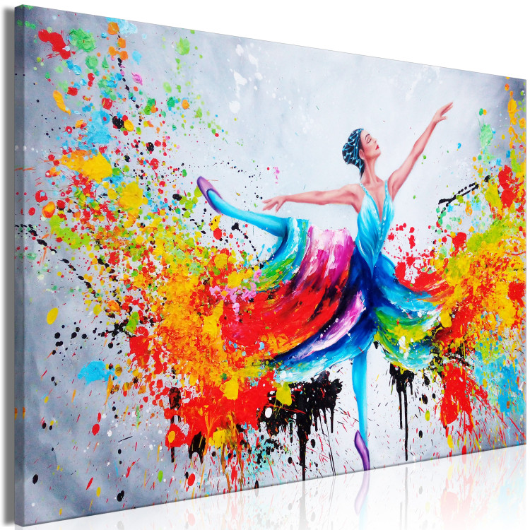 Canvas Print Ballerina (1-piece) Wide - dancing woman in a colorful dress 136989 additionalImage 2
