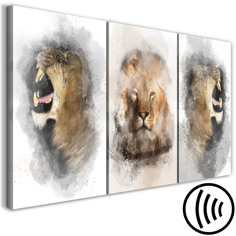 Canvas Lion Portrait (3-piece) - wild cat from three different perspectives 138689 additionalImage 6