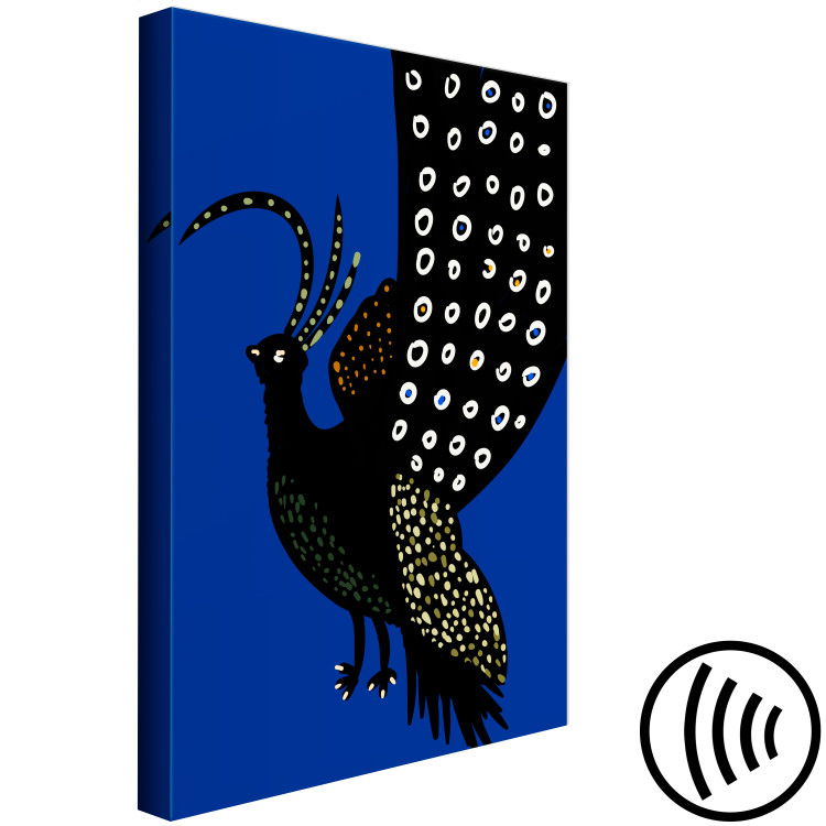 Canvas Oriental Peacock (1-piece) Vertical - black bird on navy background 142489 additionalImage 6