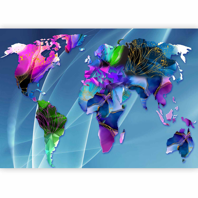 Photo Wallpaper Abstraction with continents - colourful world map with colourful patterns 142989 additionalImage 5