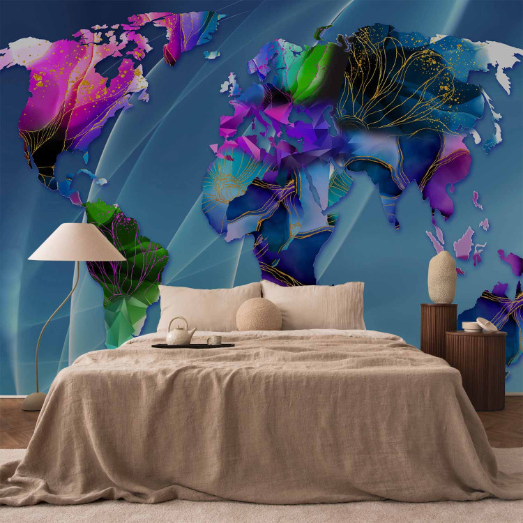Photo Wallpaper Abstraction with continents - colourful world map with colourful patterns 142989 additionalImage 2