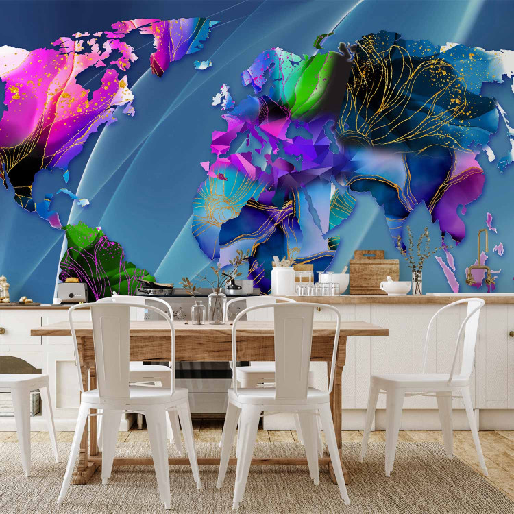 Photo Wallpaper Abstraction with continents - colourful world map with colourful patterns 142989 additionalImage 6