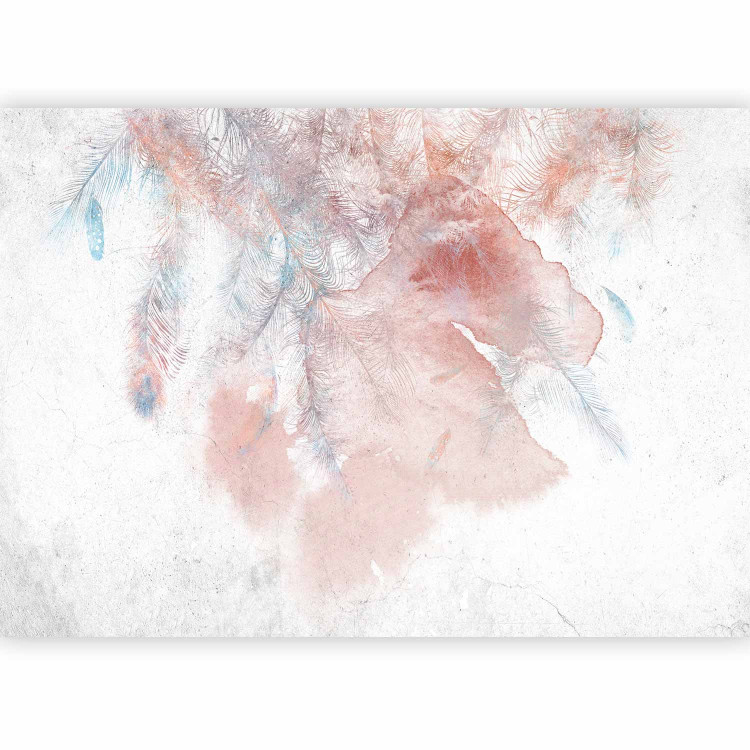 Photo Wallpaper Gust of summer wind - powder pink feathers on wall texture 144789 additionalImage 5