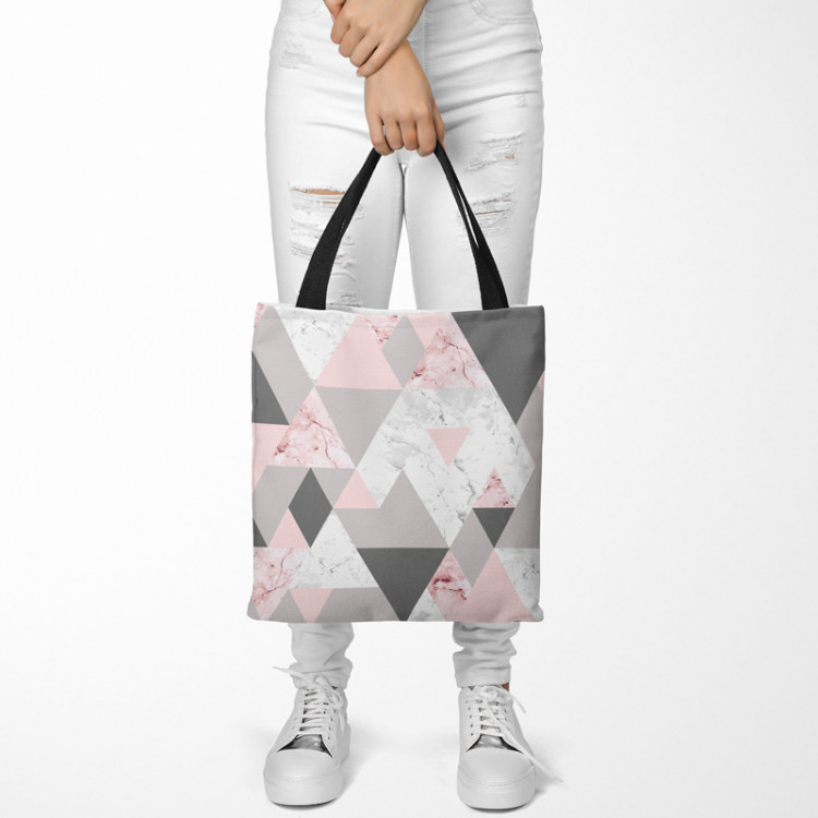 Shopping Bag Powdery triangles - geometric, minimalist motif in shades of pink 147489 additionalImage 2