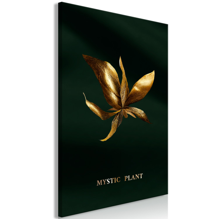 Canvas Mystical Plant (1-piece) - landscape with golden leaves on a black background 148889 additionalImage 2