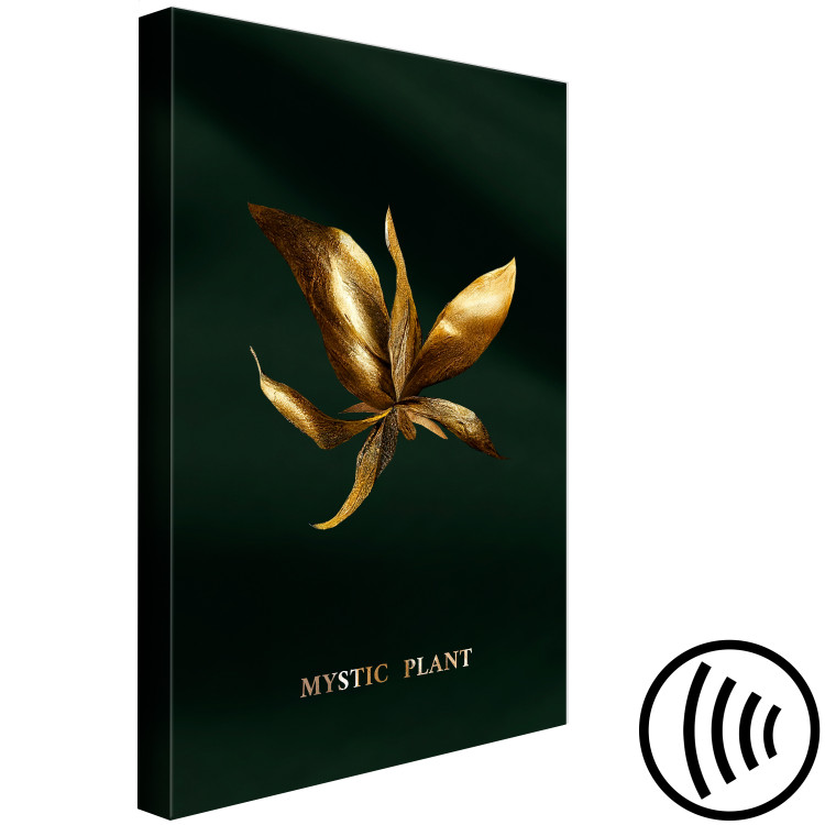 Canvas Mystical Plant (1-piece) - landscape with golden leaves on a black background 148889 additionalImage 6