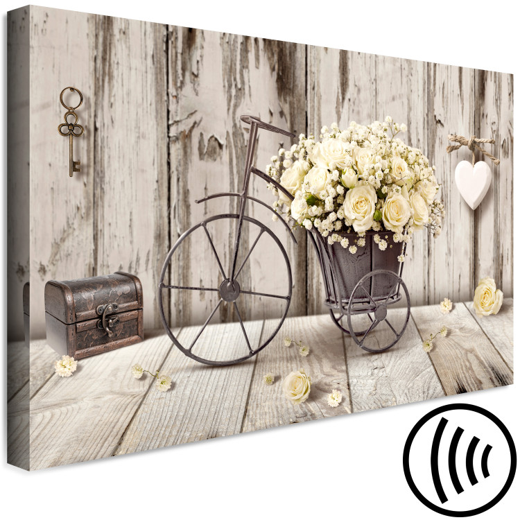 Canvas Art Print Secret Bouquet (1-piece) Wide - bicycle and flowers in vintage style 149289 additionalImage 6