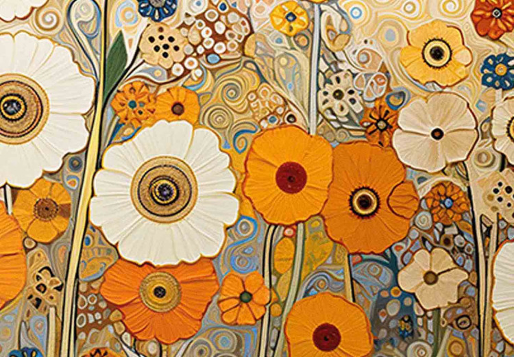 Large canvas print Orange Meadow - A Composition of Flowers in the Style of Klimt’s Paintings [Large Format] 151089 additionalImage 3