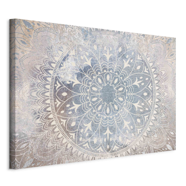 Large canvas print Mandala - A Bright Cream-Colored Ornament on a Blue Background [Large Format] 151189 additionalImage 2