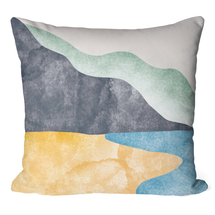 Decorative Microfiber Pillow Waving Forms - An Organic Composition of Colorful Shapes 151389