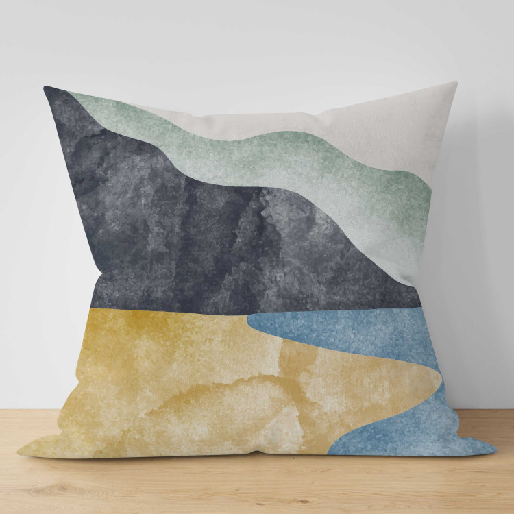 Decorative Microfiber Pillow Waving Forms - An Organic Composition of Colorful Shapes 151389 additionalImage 5