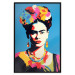 Poster Blue Portrait - Frida Kahlo With Flowers in Her Hair in Pop-Art Style 152189 additionalThumb 13