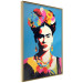Poster Blue Portrait - Frida Kahlo With Flowers in Her Hair in Pop-Art Style 152189 additionalThumb 7