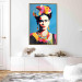 Poster Blue Portrait - Frida Kahlo With Flowers in Her Hair in Pop-Art Style 152189 additionalThumb 2