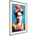 Poster Blue Portrait - Frida Kahlo With Flowers in Her Hair in Pop-Art Style 152189 additionalThumb 6