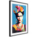 Poster Blue Portrait - Frida Kahlo With Flowers in Her Hair in Pop-Art Style 152189 additionalThumb 4