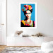 Poster Blue Portrait - Frida Kahlo With Flowers in Her Hair in Pop-Art Style 152189 additionalThumb 24