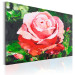 Canvas Print Lonely Pink Rose (1-piece) - floral motif with a green background 46889 additionalThumb 2